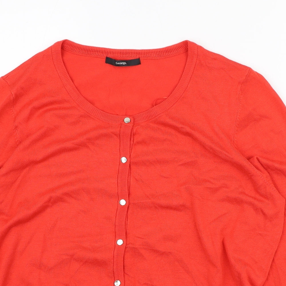 George Womens Red Round Neck Viscose Cardigan Jumper Size 20