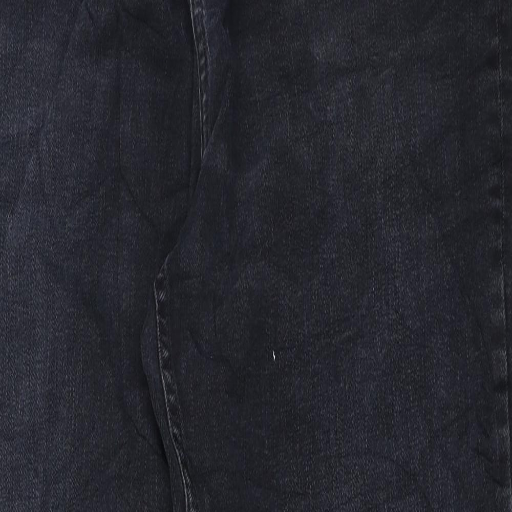 Marks and Spencer Womens Blue Cotton Straight Jeans Size 14 L28 in Regular Zip