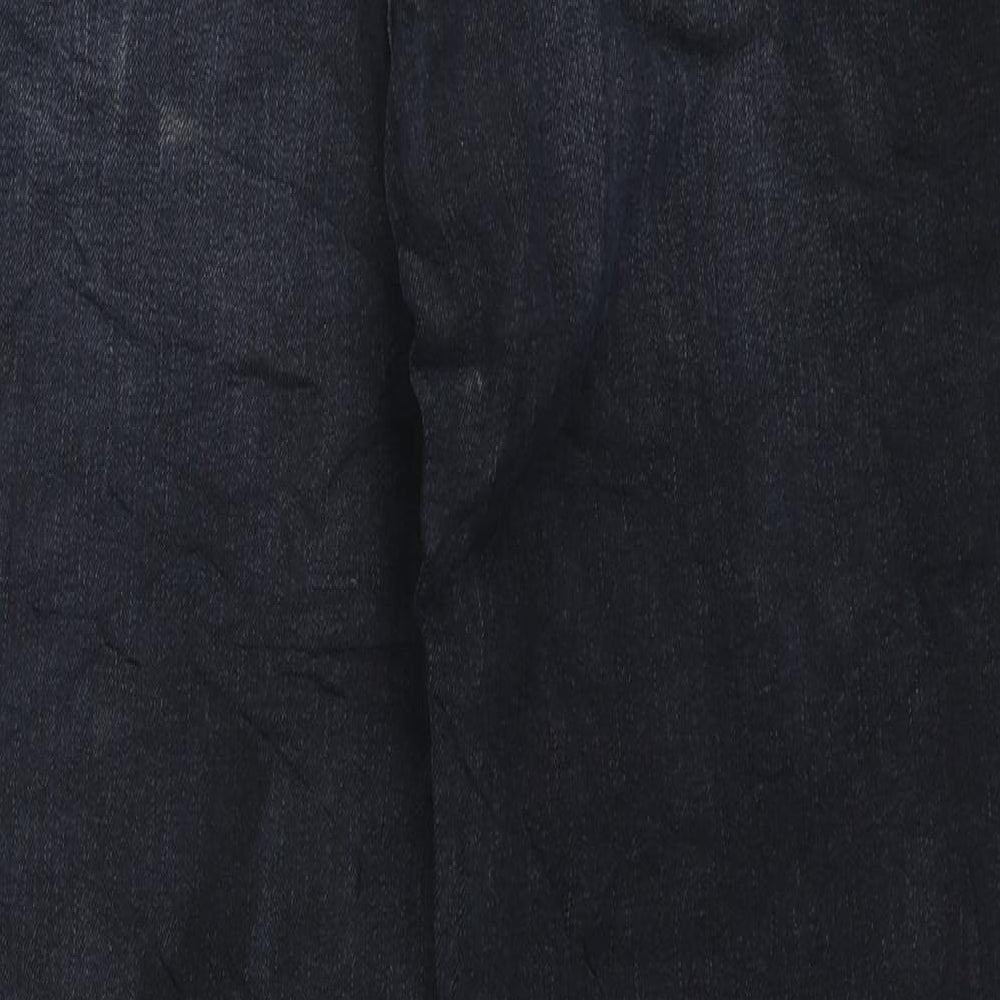 Marks and Spencer Womens Blue Cotton Straight Jeans Size 14 L28 in Regular Zip