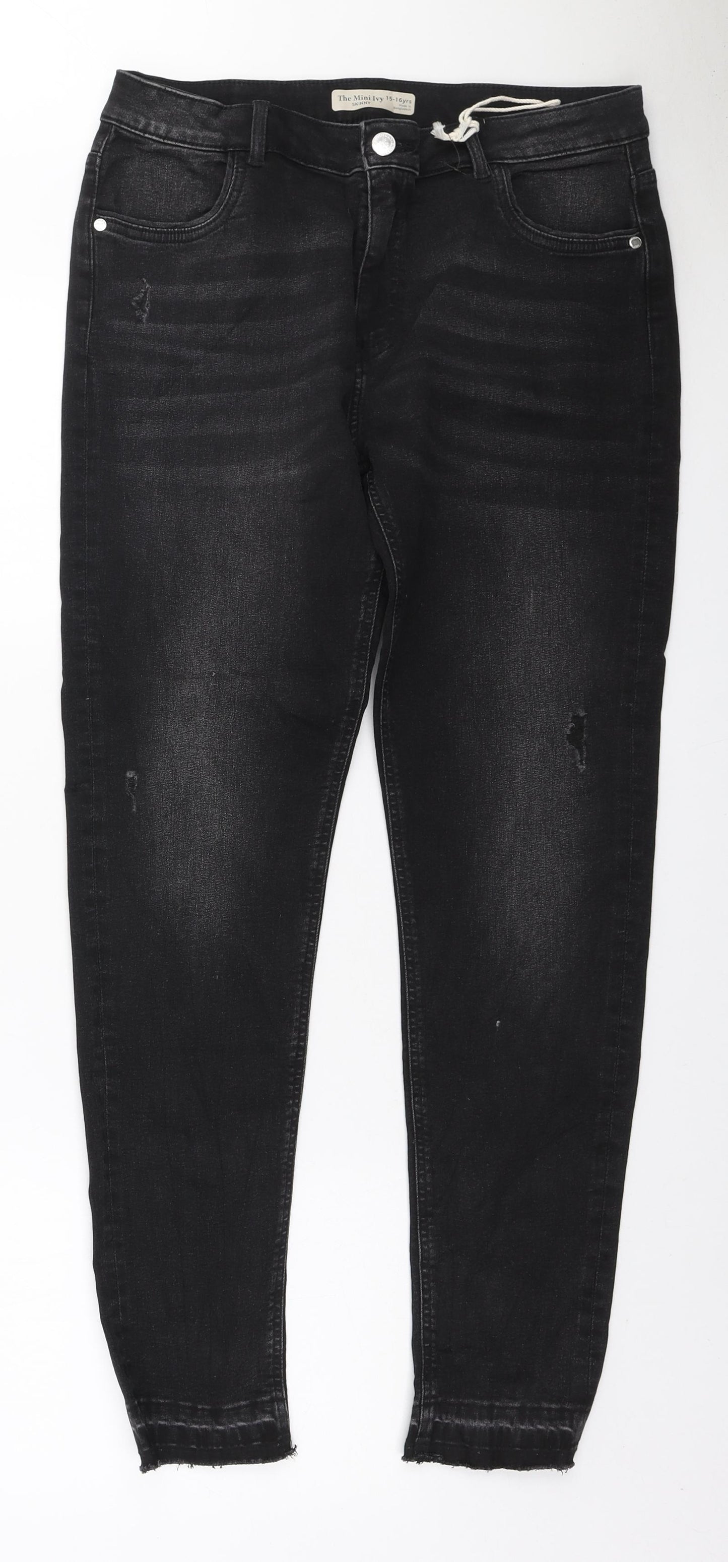 Marks and Spencer Girls Black Polyester Skinny Jeans Size 15-16 Years Regular Zip