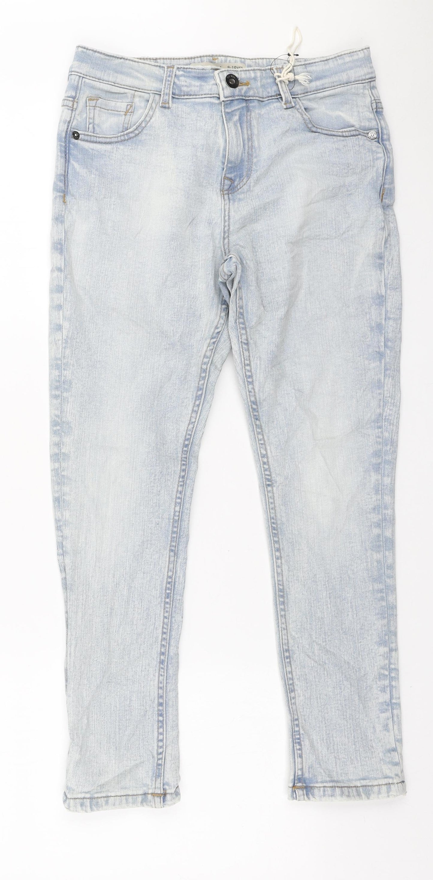 Marks and Spencer Boys Blue Cotton Skinny Jeans Size 9-10 Years Regular Zip