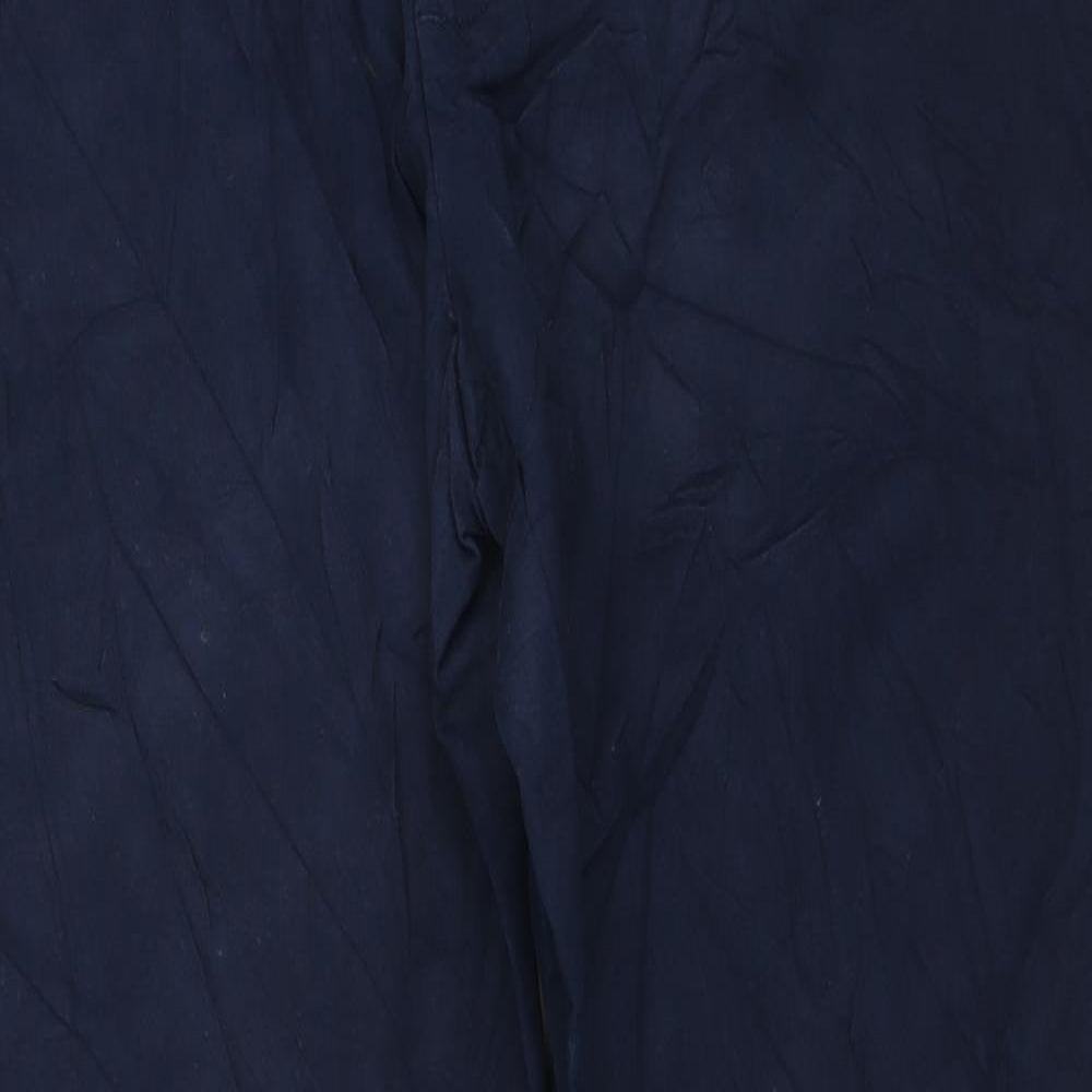 Marks and Spencer Mens Blue Cotton Chino Trousers Size 36 in L29 in Regular Zip