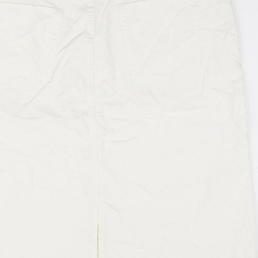 Marks and Spencer Womens White Cotton Straight & Pencil Skirt Size 20 Zip