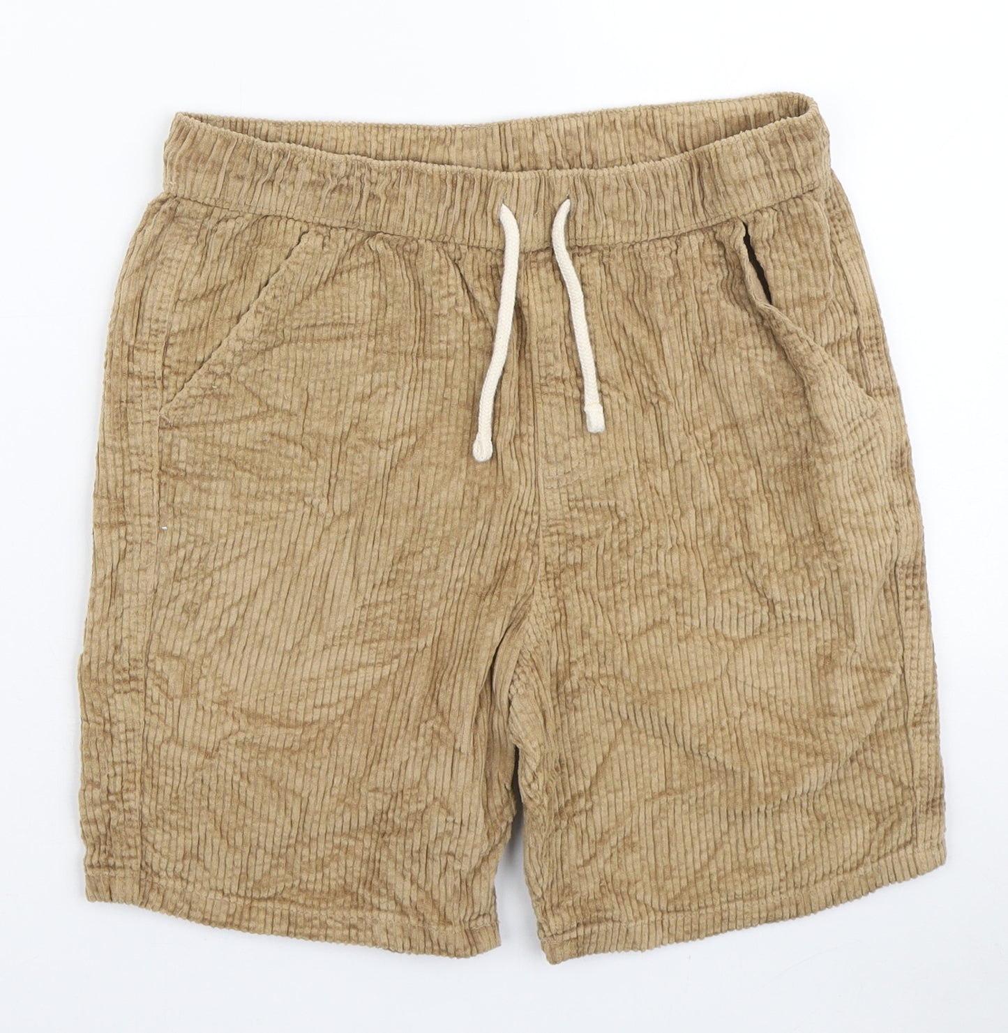Marks and Spencer Boys Brown Cotton Sweat Shorts Size 12-13 Years Regular Drawstring