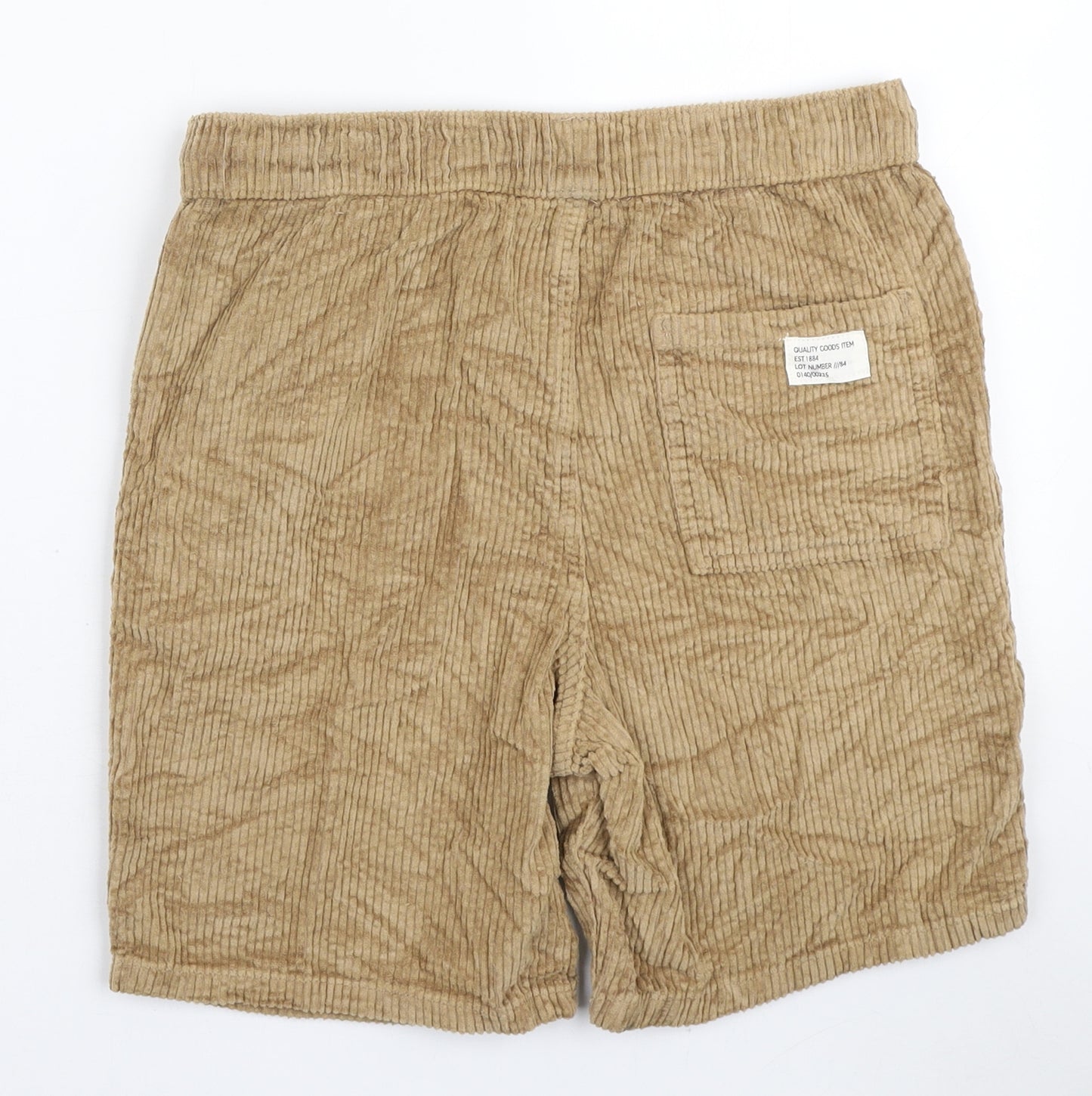 Marks and Spencer Boys Brown Cotton Sweat Shorts Size 12-13 Years Regular Drawstring