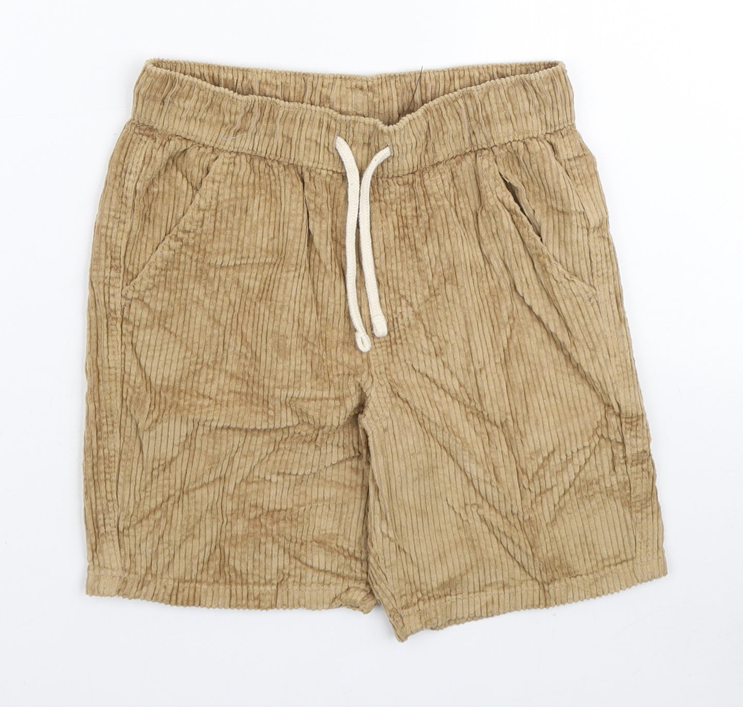 Marks and Spencer Boys Brown Cotton Sweat Shorts Size 8-9 Years Regular Drawstring