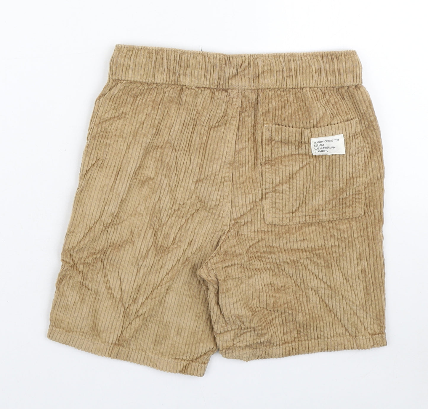 Marks and Spencer Boys Brown Cotton Sweat Shorts Size 8-9 Years Regular Drawstring