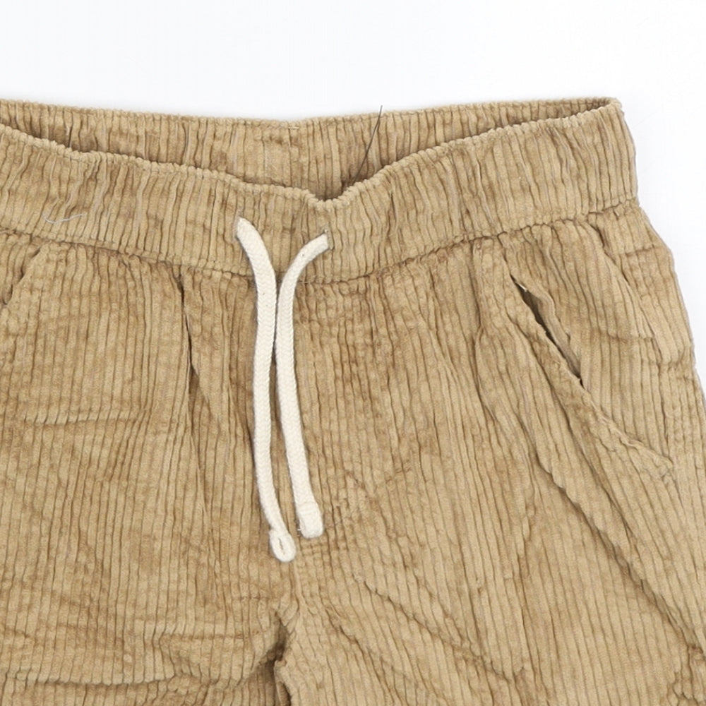 Marks and Spencer Boys Brown Cotton Sweat Shorts Size 8-9 Years Regular Drawstring