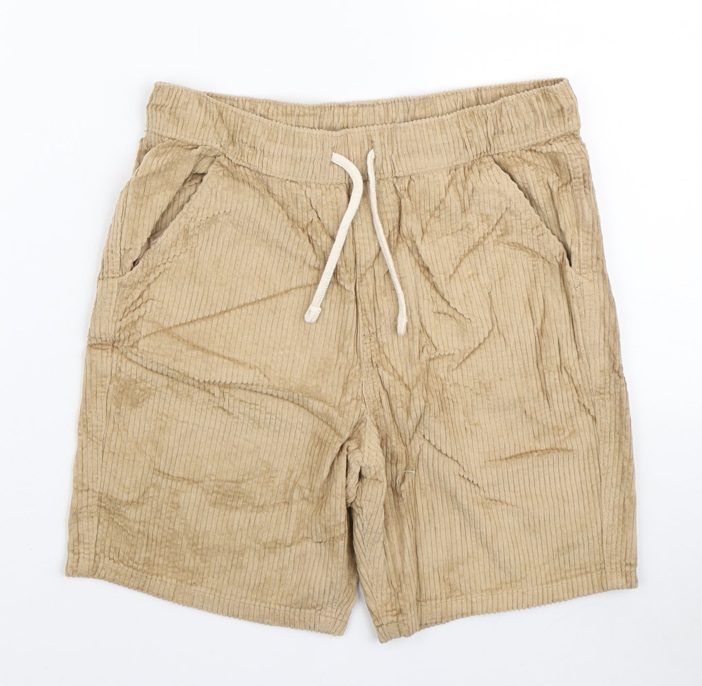 Marks and Spencer Boys Brown Cotton Sweat Shorts Size 11-12 Years Regular Drawstring