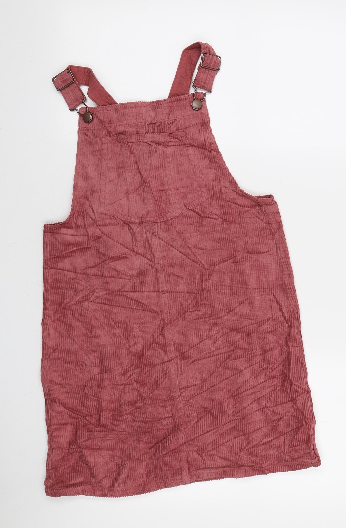Marks and Spencer Girls Pink Cotton Pinafore/Dungaree Dress Size 10-11 Years Square Neck Button