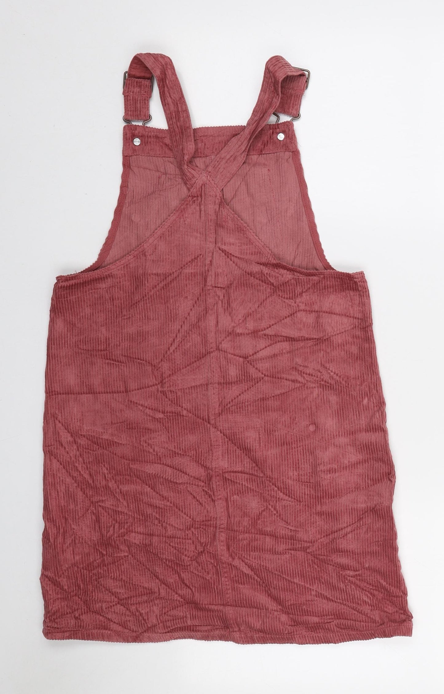 Marks and Spencer Girls Pink Cotton Pinafore/Dungaree Dress Size 10-11 Years Square Neck Button