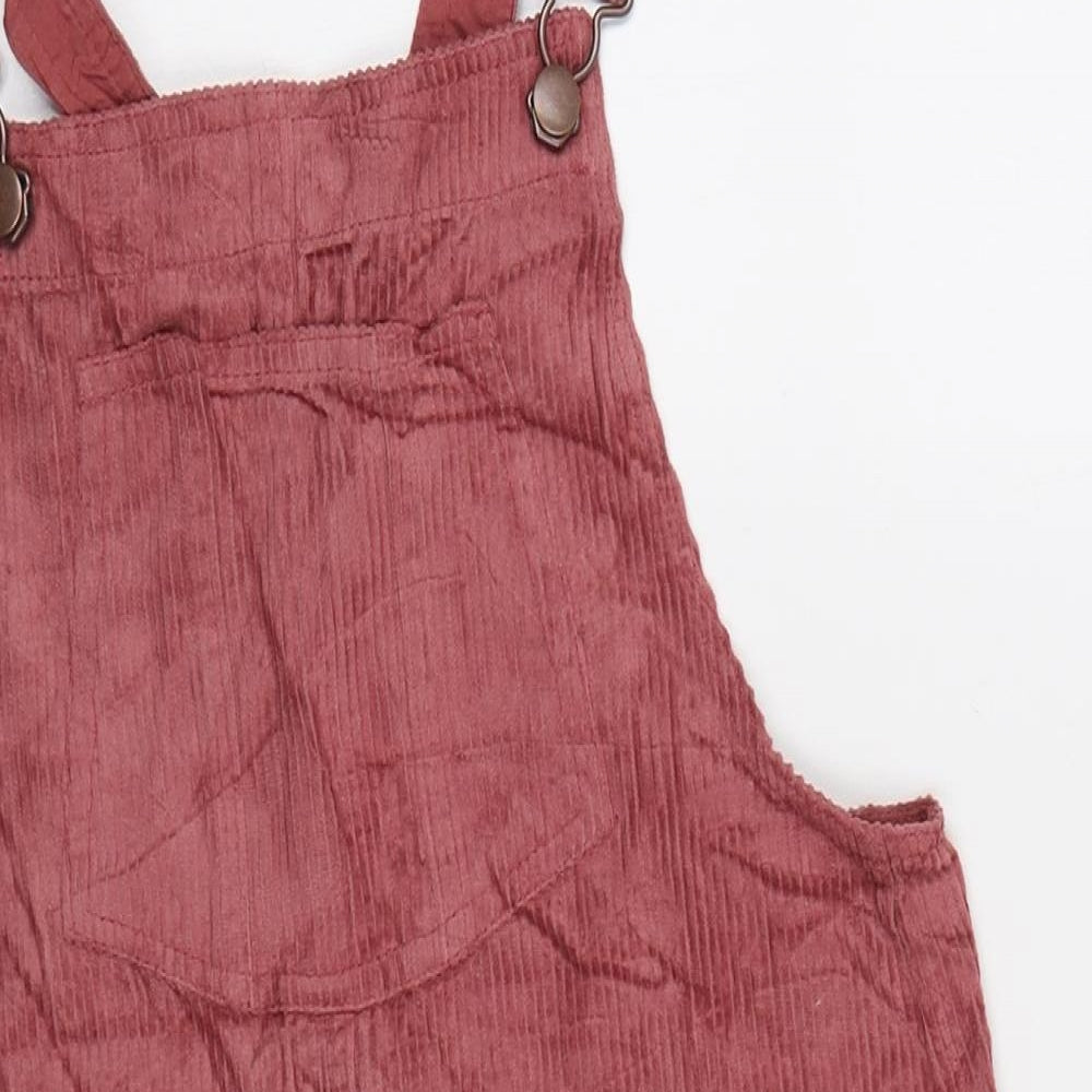Marks and Spencer Girls Pink Cotton Pinafore/Dungaree Dress Size 10-11 Years Square Neck Button