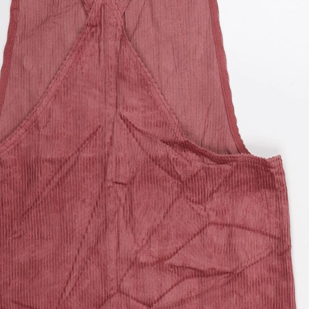Marks and Spencer Girls Pink Cotton Pinafore/Dungaree Dress Size 10-11 Years Square Neck Button