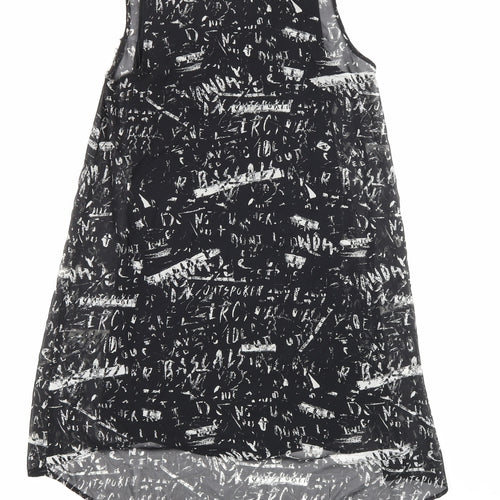 H&M Womens Black Geometric Polyester Tank Dress Size 10 V-Neck Pullover