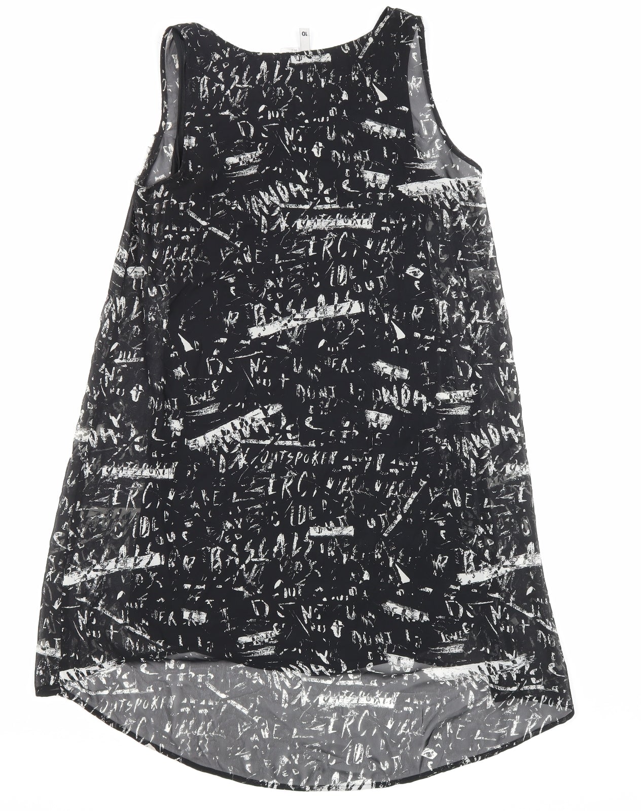H&M Womens Black Geometric Polyester Tank Dress Size 10 V-Neck Pullover