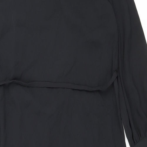 Marks and Spencer Womens Black Polyester Shift Size 8 Round Neck Button