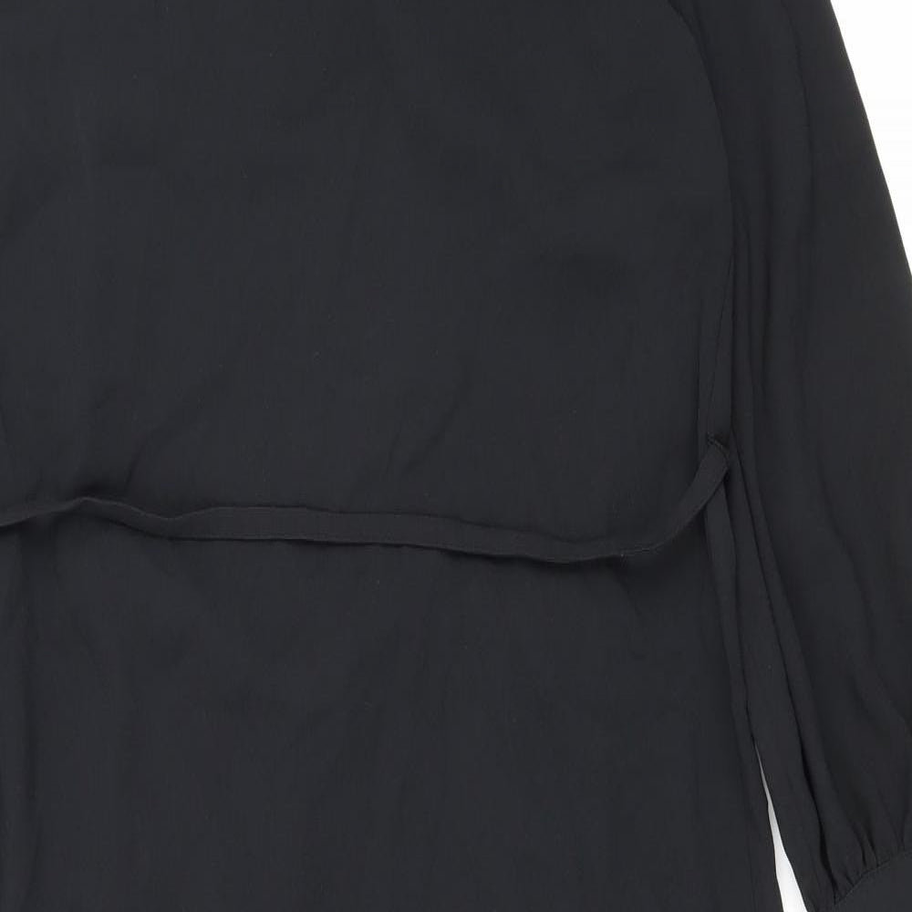 Marks and Spencer Womens Black Polyester Shift Size 8 Round Neck Button