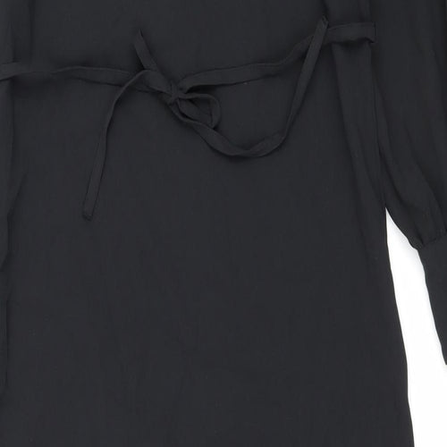 Marks and Spencer Womens Black Polyester Shift Size 8 Round Neck Button