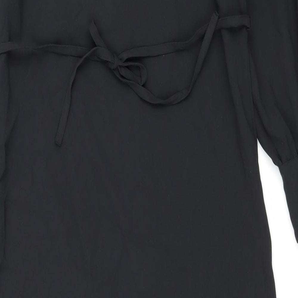 Marks and Spencer Womens Black Polyester Shift Size 8 Round Neck Button