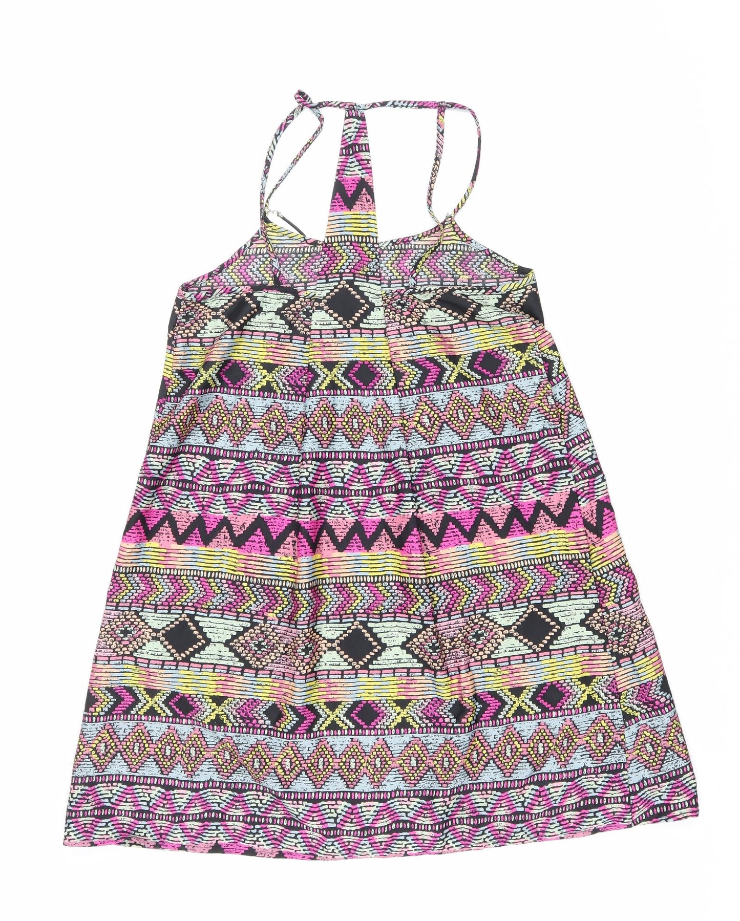 Ribbon Womens Multicoloured Geometric Polyester Basic Tank Size 8 Scoop Neck
