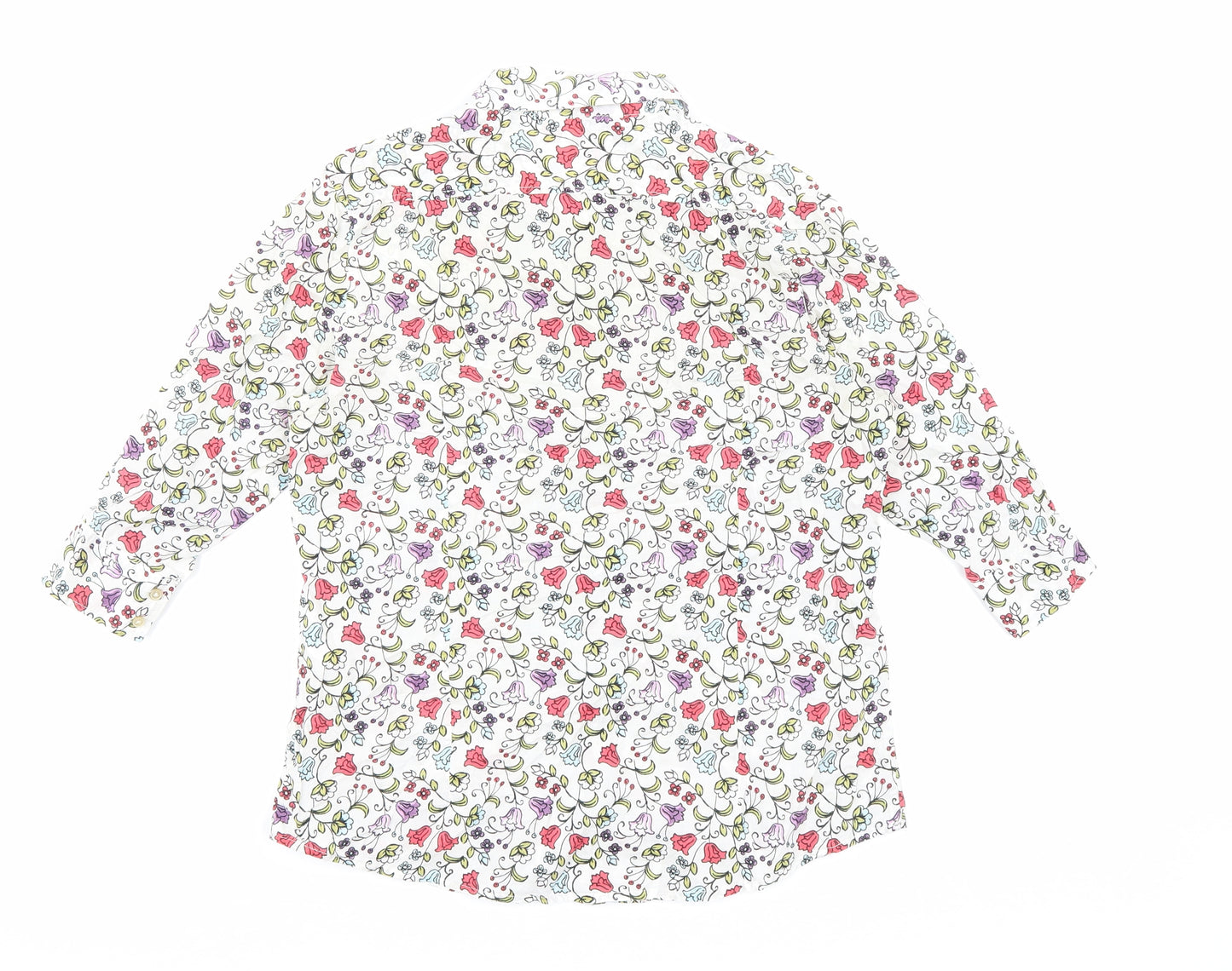 Armi Womens White Floral Cotton Basic Button-Up Size M Collared