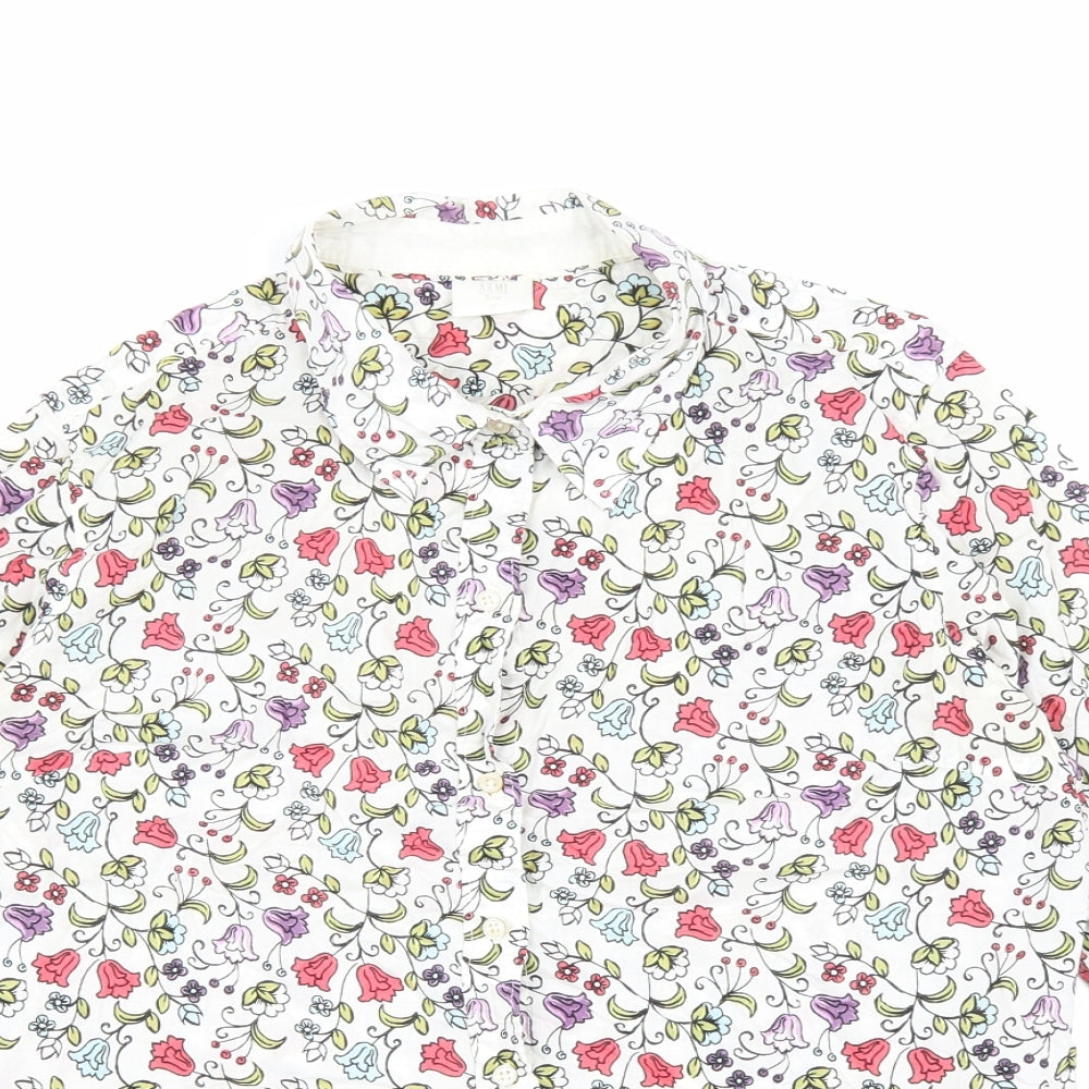 Armi Womens White Floral Cotton Basic Button-Up Size M Collared