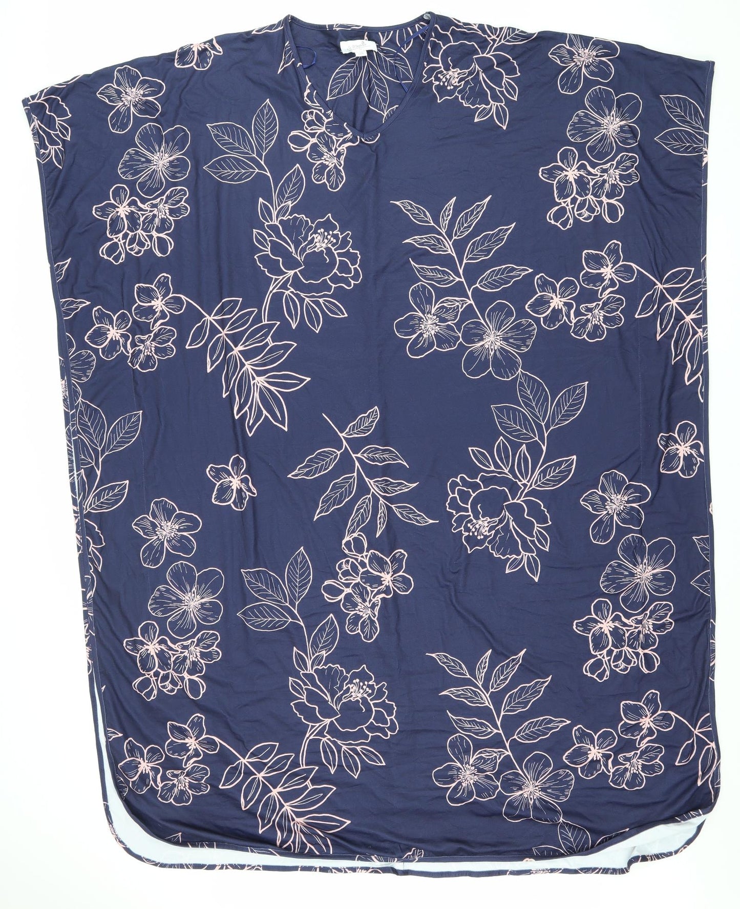 Sa Marquise Womens Blue Floral Polyester Kaftan One Size Boat Neck Pullover