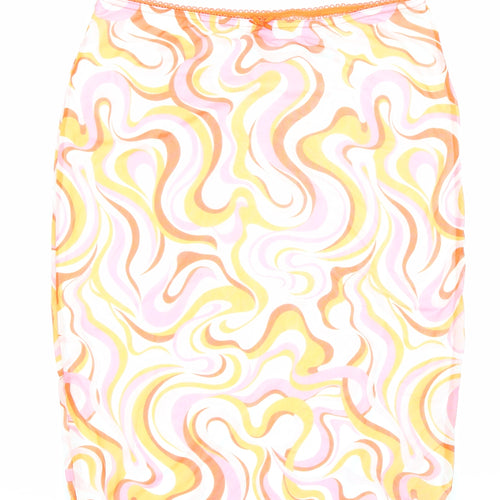 H&M Womens Multicoloured Geometric Polyester Straight & Pencil Skirt Size M Drawstring