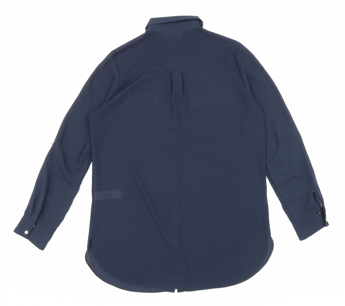 Primark Womens Blue Polyester Basic Button-Up Size 10 Collared