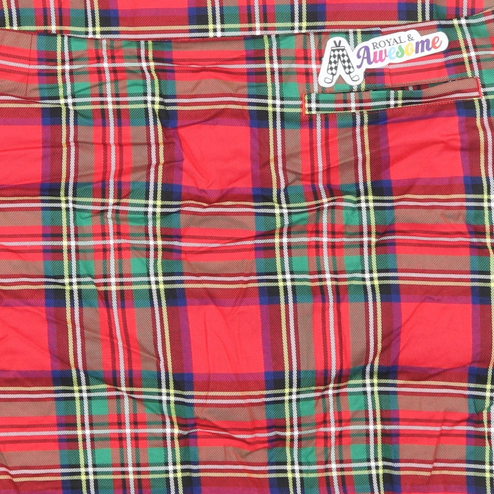 Royal & Awesome Womens Red Plaid Cotton Mini Skort Size 12 Zip