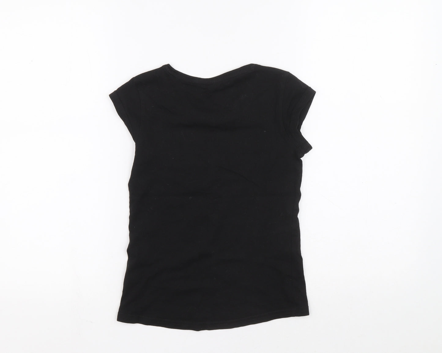 PUMA Girls Black Polyester Basic T-Shirt Size 7-8 Years Round Neck Pullover - PUMA