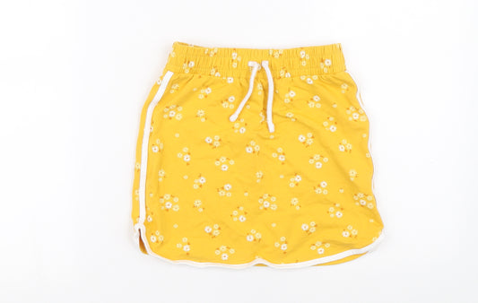 George Girls Yellow Floral Cotton Mini Size 8-9 Years Regular Drawstring