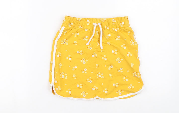 George Girls Yellow Floral Cotton Mini Size 8-9 Years Regular Drawstring