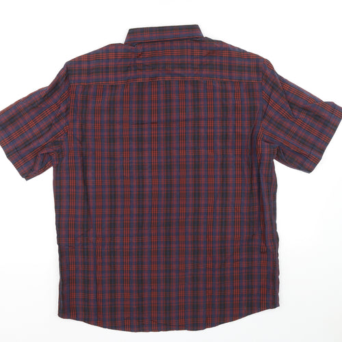 Marks and Spencer Mens Multicoloured Plaid Polyester Button-Up Size L Collared Button