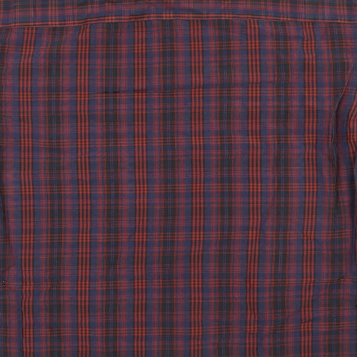 Marks and Spencer Mens Multicoloured Plaid Polyester Button-Up Size L Collared Button