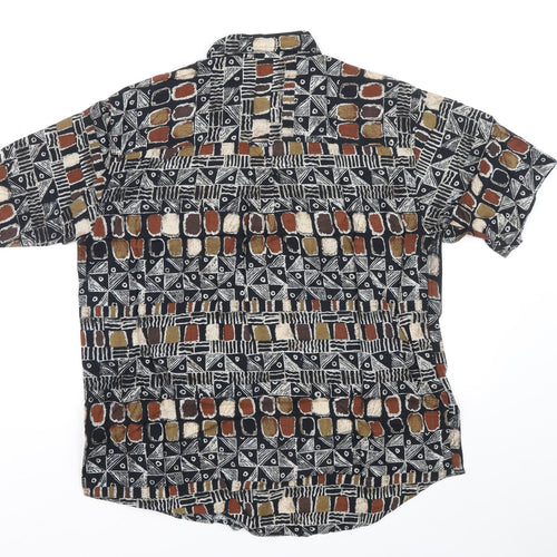 Fabiani Mens Multicoloured Geometric Viscose Button-Up Size M Collared Button
