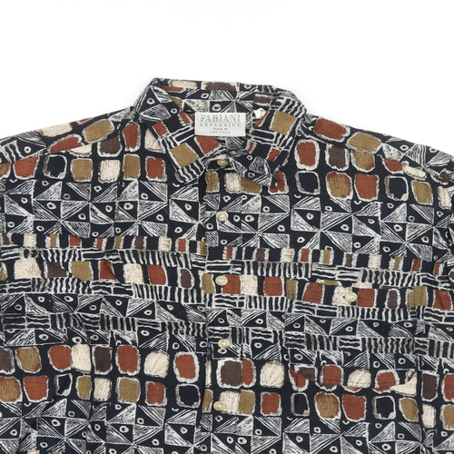 Fabiani Mens Multicoloured Geometric Viscose Button-Up Size M Collared Button