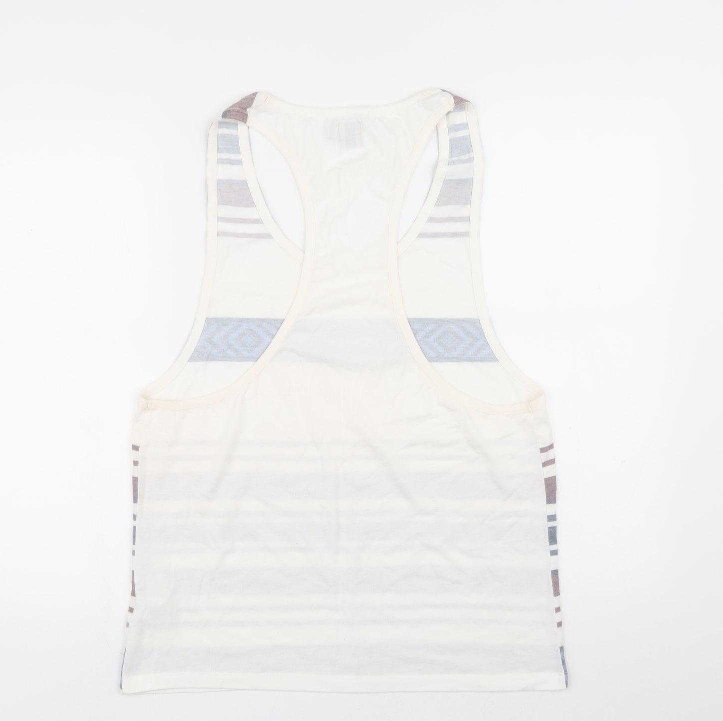 ASOS Mens Multicoloured Striped Cotton Basic Tank Size M Scoop Neck Pullover
