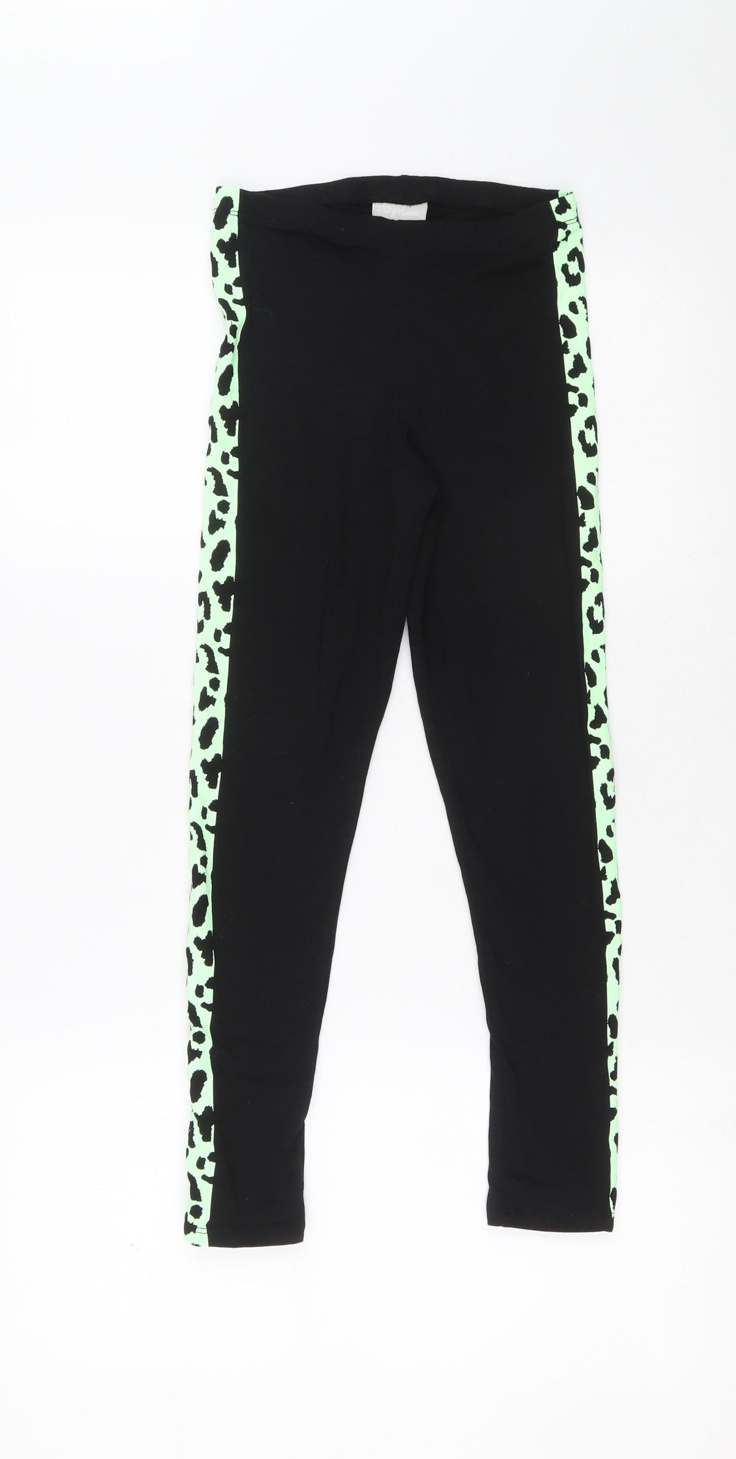 I love loungewear Girls Black Polyester Jegging Trousers Size 10 Years Regular Pullover - Leggings, Animal print detail