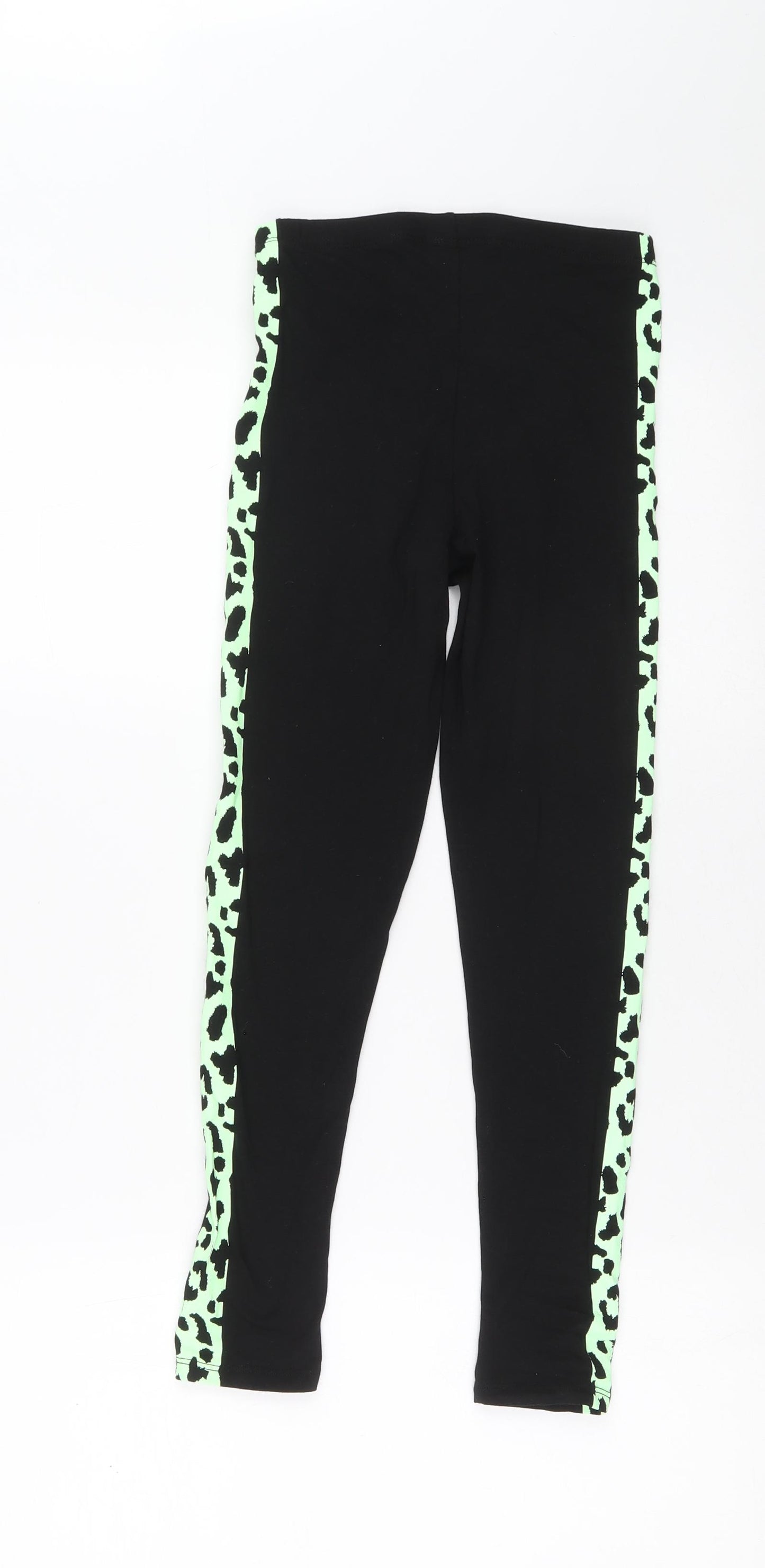 I love loungewear Girls Black Polyester Jegging Trousers Size 10 Years Regular Pullover - Leggings, Animal print detail