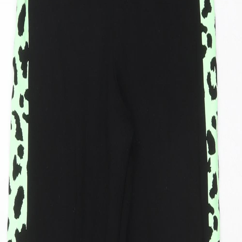 I love loungewear Girls Black Polyester Jegging Trousers Size 10 Years Regular Pullover - Leggings, Animal print detail
