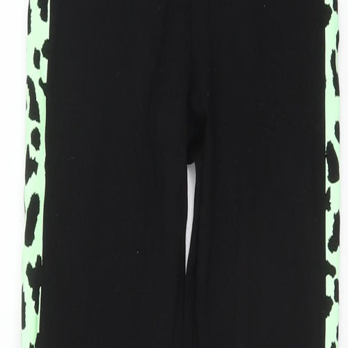 I love loungewear Girls Black Polyester Jegging Trousers Size 10 Years Regular Pullover - Leggings, Animal print detail