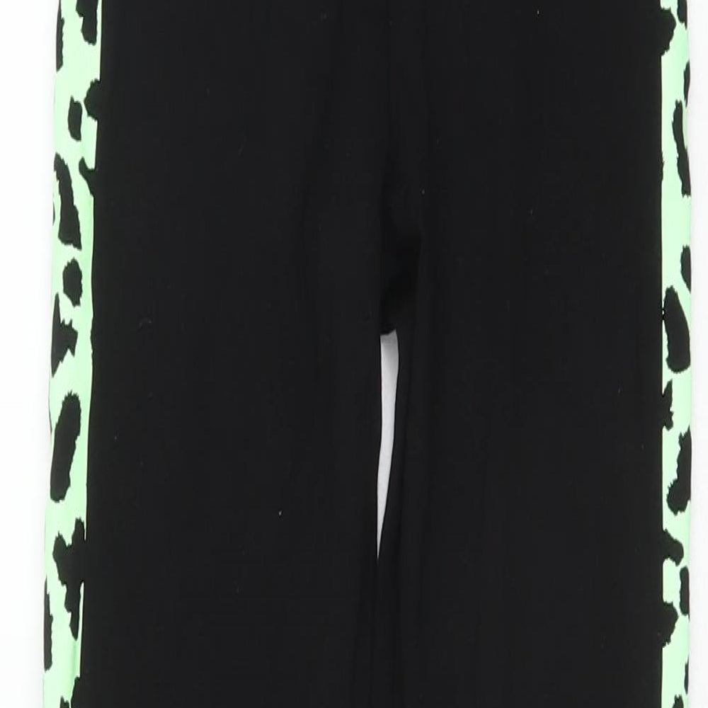I love loungewear Girls Black Polyester Jegging Trousers Size 10 Years Regular Pullover - Leggings, Animal print detail
