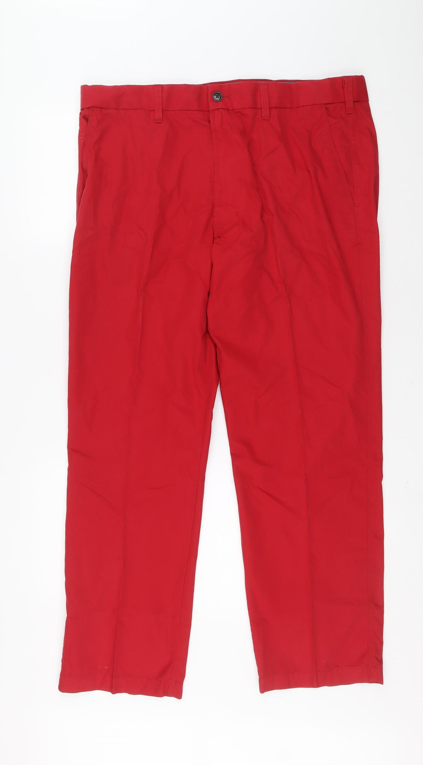 Blue Harbour Mens Red Cotton Carrot Trousers Size 38 in L29 in Regular Zip