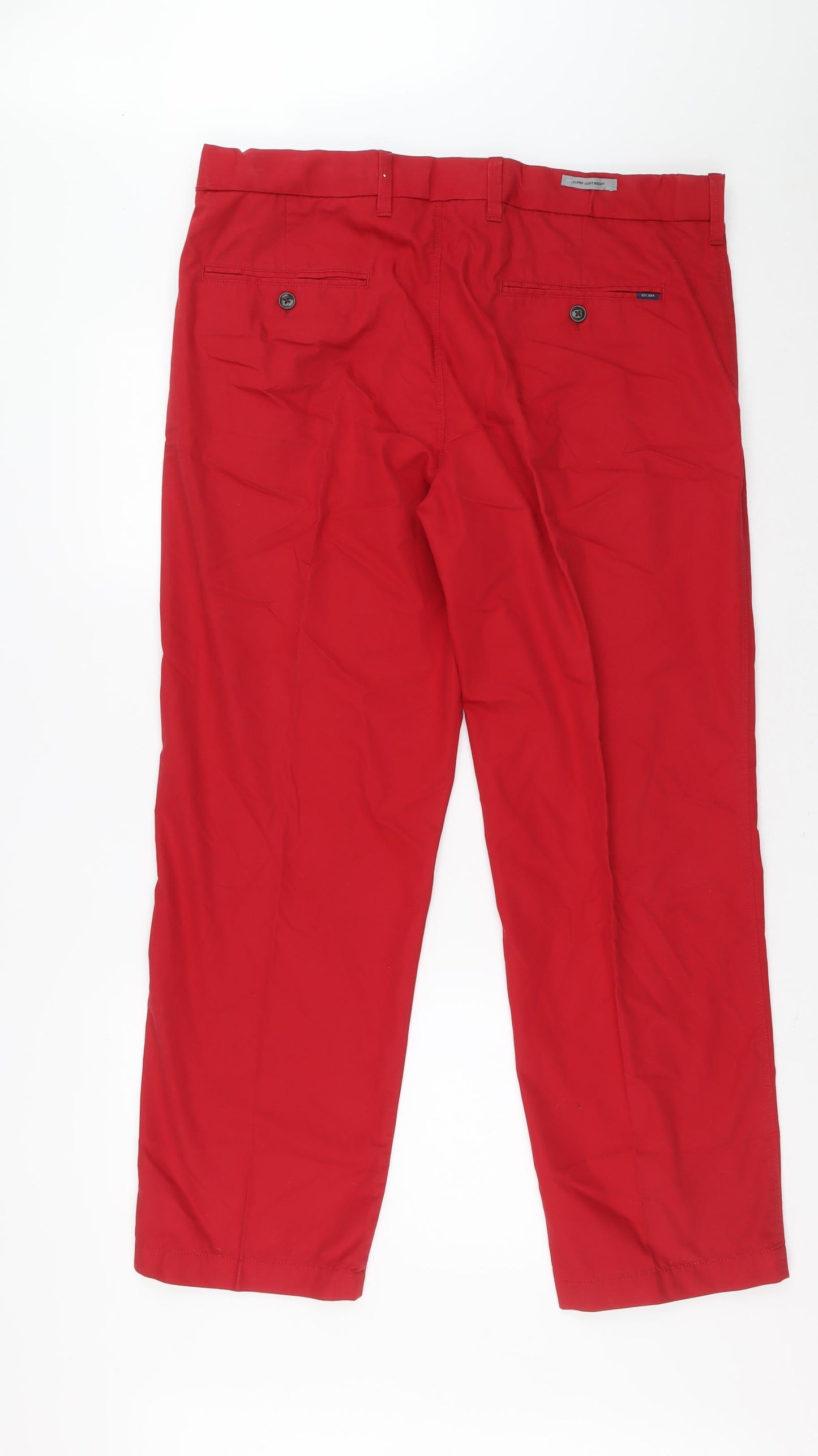Blue Harbour Mens Red Cotton Carrot Trousers Size 38 in L29 in Regular Zip