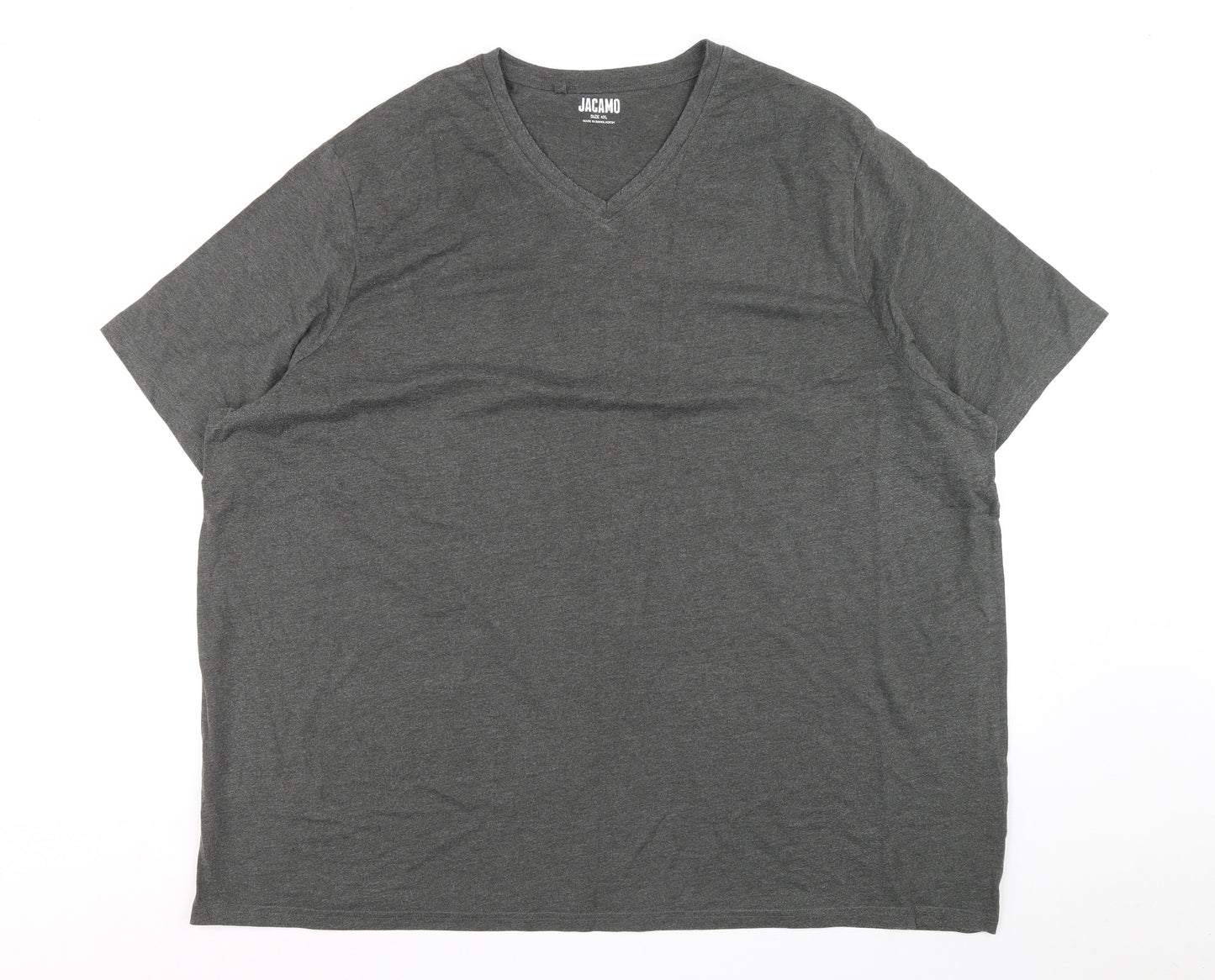 Jacamo Mens Grey Polyester T-Shirt Size 4XL V-Neck