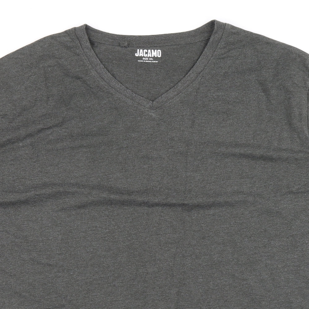 Jacamo Mens Grey Polyester T-Shirt Size 4XL V-Neck