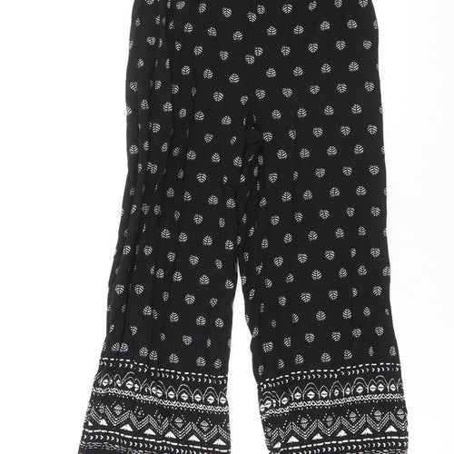 LC Waikiki Girls Black Geometric 100% Viscose Bloomer Trousers Size 8-9 Years L20 in Regular Drawstring