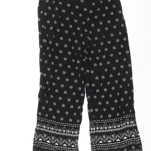 LC Waikiki Girls Black Geometric 100% Viscose Bloomer Trousers Size 8-9 Years L20 in Regular Drawstring