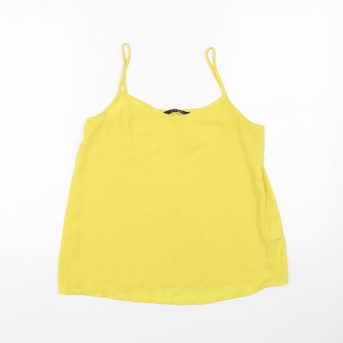 New Look Womens Yellow Polyester Basic Blouse Size 10 V-Neck